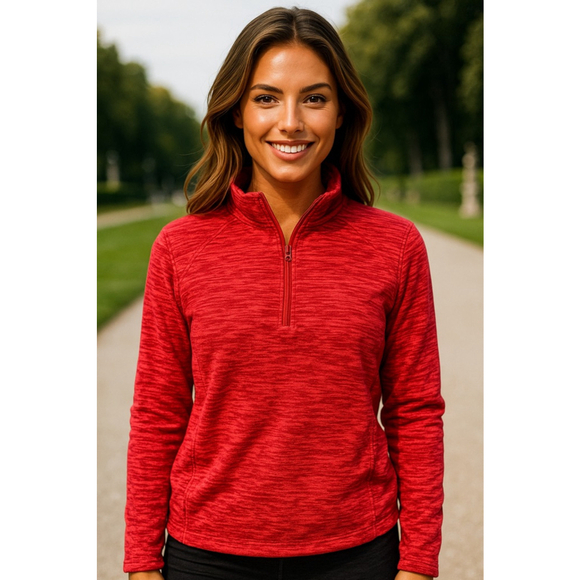 St. John's Bay Tops - St Johns Bay Pullover Half-Zip Vibrant Red Athletic Athleisure Hiking Sporty S